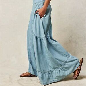 We The Free Dawn On Me Wide-Leg Jeans by Free People Moonlit